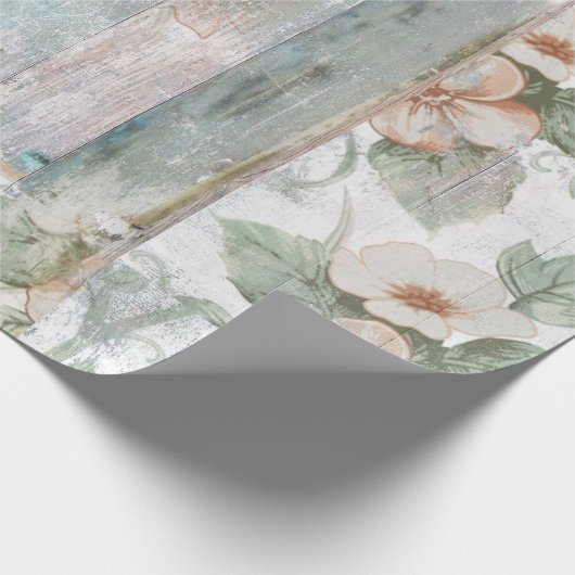 bloemkool en houtshabby Chic Wrapping Paper Cadeaupapier (Hoek)