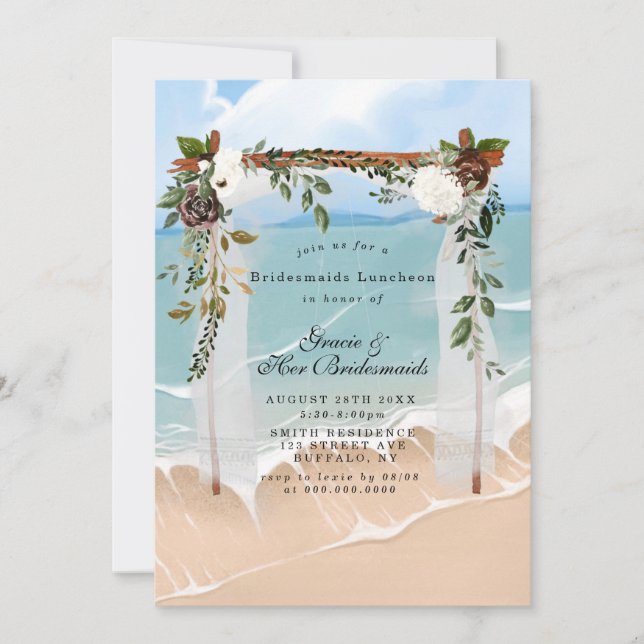 Bloemkool Floral Bridesmaids Luncheon Invitae (Voorkant)
