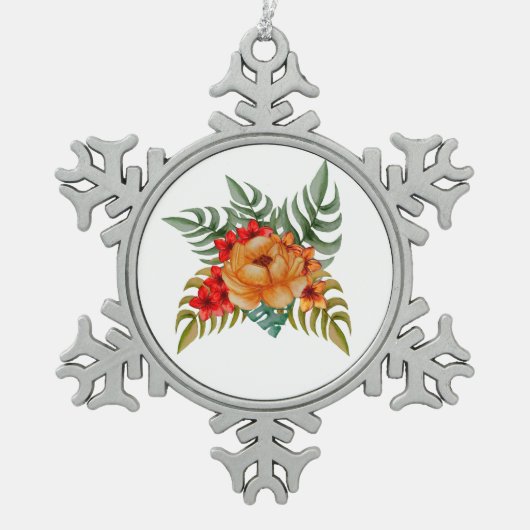 Bloemkool Tin Sneeuwvlok Ornament (Voorkant)