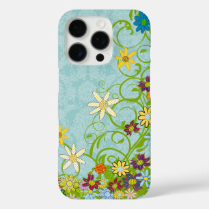 Bloemkoraal Geel Paarse Rood Blauw Damask iPhone 16 Pro Hoesje