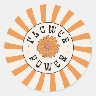 Bloemkracht met psychedelische Oranje stralen Ronde Sticker