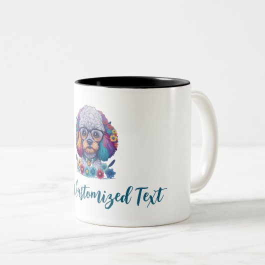 Bloemkracht, poedelelegantie - een perfecte mix tweekleurige koffiemok (Voorkant rechts)