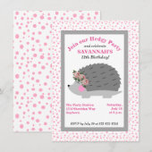 Bloemkrans Hedgehog Verjaardagsfeestuitnodiging Kaart (Voorkant / Achterkant)