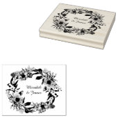 Bloemkrans met bladeren en takjes 	rubberstempel (Gestempeld)