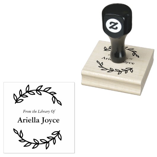 Bloemkrans uit de bibliotheek van ex libris boek 	rubberstempel (Gestempeld)