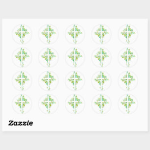 Bloemkruis Klassieke Ronde Sticker