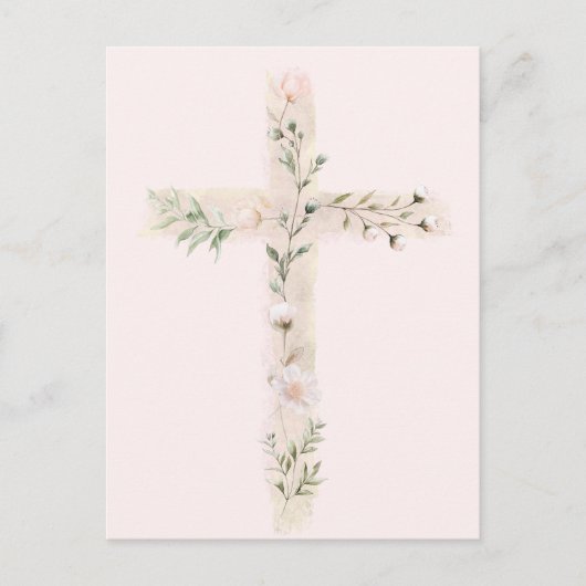 Bloemkruis religieuze gebeurtenis briefkaart (Voorkant)