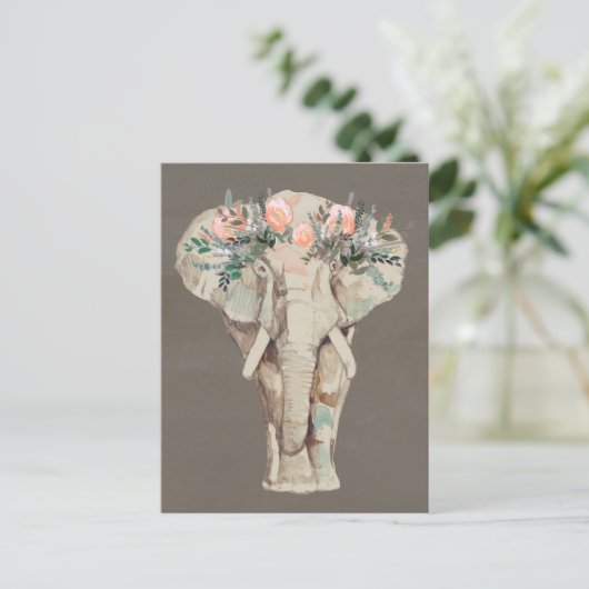 Bloemkweekolifant II Briefkaart (Staand voorkant)