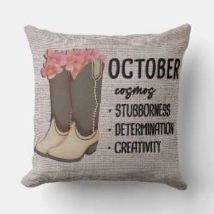 Bloemlaarzen Geboortemaand Bloem / Oktober Kosmos Kussen