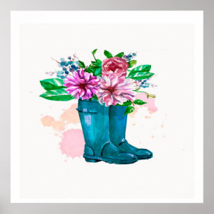 Bloemlaarzen Waterverf – Spring Art Print