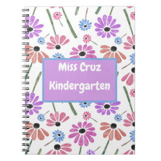 Bloemleraar naam/graad Kleurrijk Notitieboek