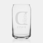 Bloemletter D Monogram en gepersonaliseerde naam Blikvorm Glas (Achterkant)