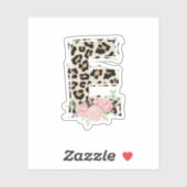Bloemletter E Initiaal naam Leopard Cheetah Print Sticker (Vel)