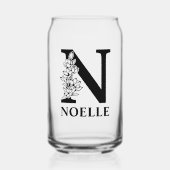 Bloemletter N Monogram en gepersonaliseerde naam Blikvorm Glas (Voorkant)