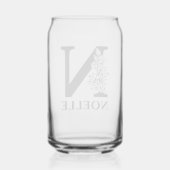 Bloemletter N Monogram en gepersonaliseerde naam Blikvorm Glas (Achterkant)
