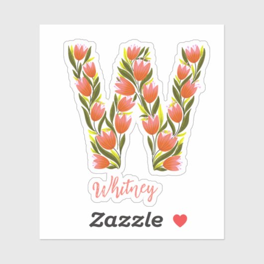 Bloemletter W op maat gesneden vinyl stickers (Vel)