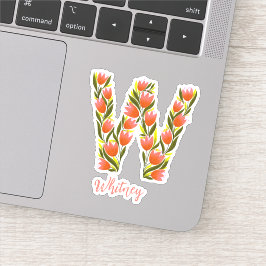 Bloemletter W op maat gesneden vinyl stickers