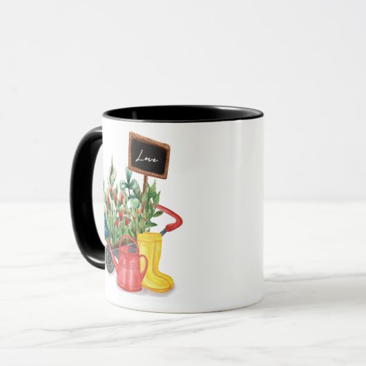 Bloemliefdesknobbels kunnen rubberen laarzen drenk mok (Voorkant links)