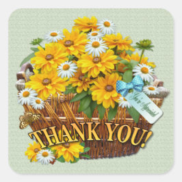 Bloemmand ~ Vierkante Sticker