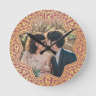 Bloemmandala bloemvormige foto Roos roze goud Ronde Klok