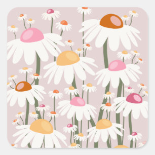 Bloemmarkt Kopenhagen Blush Pink Floral Patroon Vierkante Sticker