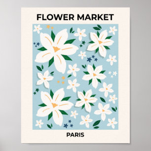 Bloemmarkt Parijs Retro Floral Modern Decor Poster