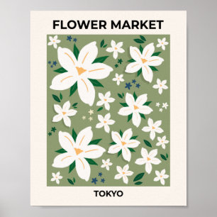 Bloemmarkt Tokio Modern Floral Pattern Decor Poster