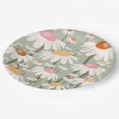 Bloemmarkt Tokio Retro Daisies Sage Green Papieren Bordje (Gekanteld)