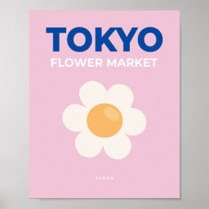 Bloemmarkt Tokio Roze Abstracte Floral Poster