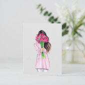 bloemmeisje feestdagenkaart (Staand voorkant)