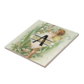 Bloemmelige snufjes kunstmonogram genaamd tegeltje (Zijkant)