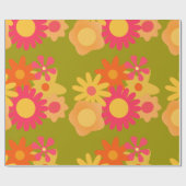 bloemmod  roze groen verpakkingspapier cadeaupapier (Vlak)