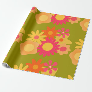 bloemmod roze groen verpakkingspapier cadeaupapier