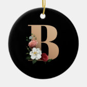  bloemmonogram B Keramisch Ornament (Voorkant)