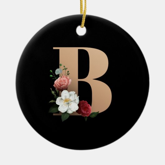  bloemmonogram B Keramisch Ornament (Voorkant)