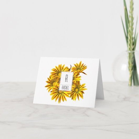 Bloemmonogram Blank Note Kaart Gazania Flowers (Voorkant)