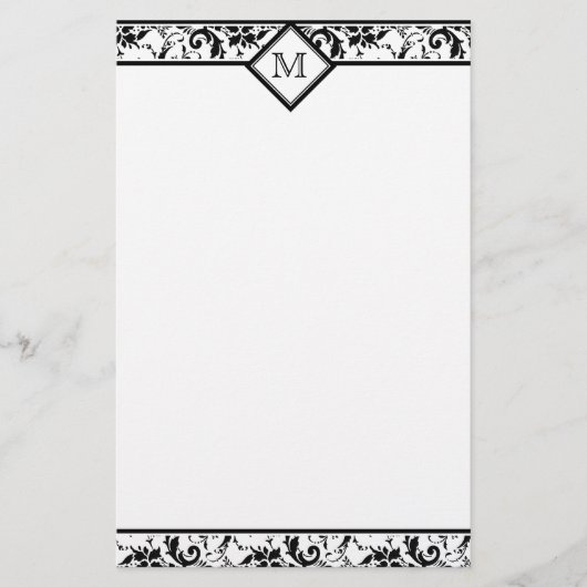 Bloemmonogram Damaskousen Briefpapier (Voorkant)