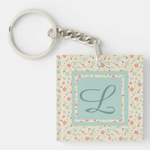 bloemmonogram in lichte lente sleutelhanger