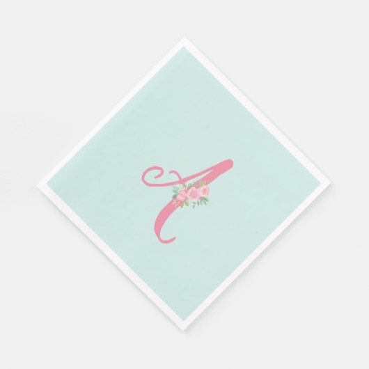 Bloemmonogram Initiaal gepersonaliseerd Servet (Hoek)