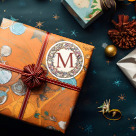  bloemmonogram krans ronde sticker