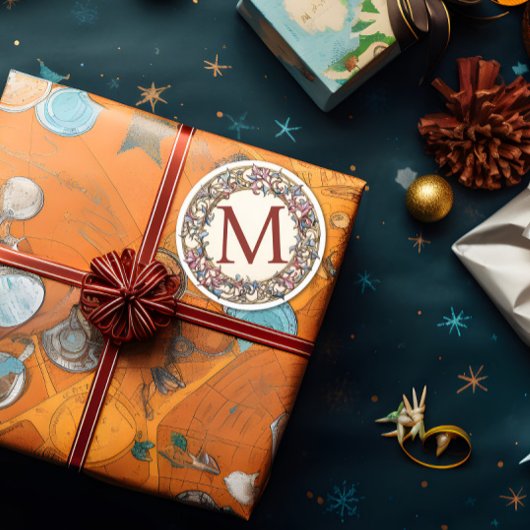  bloemmonogram krans ronde sticker