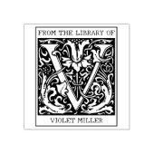  Bloemmonogram Letter V uit de bibliotheek Rubberstempel (Afrduk)