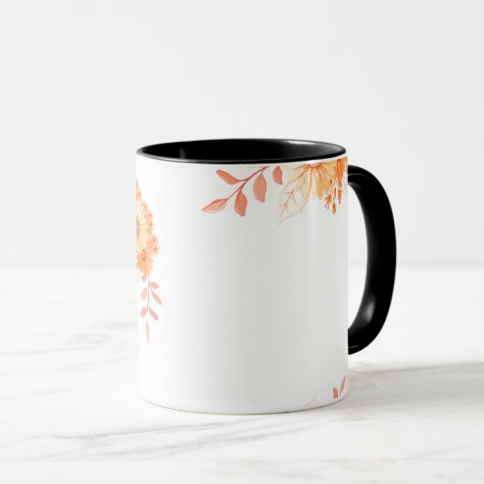 Bloemmonogram Mok – Elegante letter E koffiebeker (Voorkant rechts)
