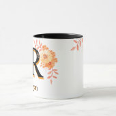 Bloemmonogram Mok – Elegante letter R koffiebeker (Midden)