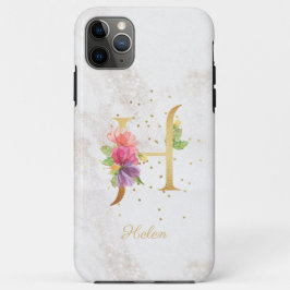 Bloemmonogram Naam Initiaal H Letter Personalisere iPhone 11 Pro Max Hoesje