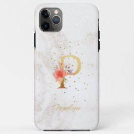 Bloemmonogram Naam Initiaal P Letter Personalisere iPhone 11 Pro Max Hoesje
