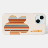 Bloemmonogram retro kleuren strepen sinaasappel cr Case-Mate iPhone case (Achterkant (horizontaal))