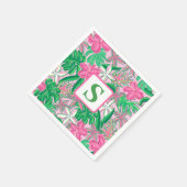 BloemMonogram roze witte preppy Servet (Hoek)