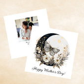 Bloemmot en maan Happy Moederdag Feestdagenkaart