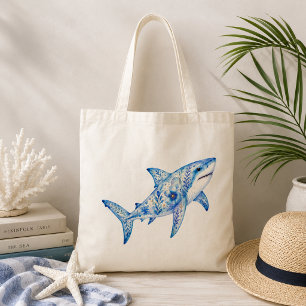 Bloemmotief Aardewerk Kunst Haai Tote Bag